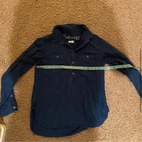 5/$25 Madewell Denim Polka-dot Button Down shirt - Picture 2 of 5